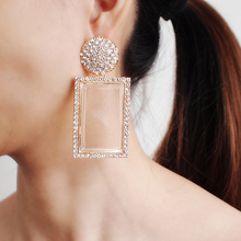ZA Fashion Jewelry Glass Drop Earrings For Women Shiny Rhinestone Dangle Square Earings For Girls Wedding Accessories UKMOC 2024 - buy cheap