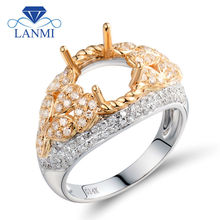 Luxury Oval 7.5x9.5mm 14K Two Tone Gold Natural Diamond Wedding Ring WU298 2024 - buy cheap