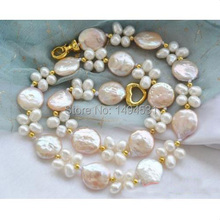Wholesale Pearl Jewelry 17 Inches 4-14mm Pink Coin White Rice Freshwater Pearl Necklace - Handmade Jewelry - XZN38 2024 - buy cheap