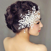 Bridal Hair Accessories Pearl Flower Hair Clip Crystal Rhinestone Bead Bride Hairband Headwear Wedding Jewelry Joyas 2024 - buy cheap