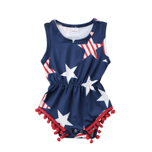 Citgeett-mono con bandera de América para niñas recién nacidas, mono sin mangas azul marino, ropa bonita de verano 2024 - compra barato