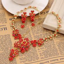 MINHIN African Beads Jewelry Set New Arrival Ethnic Women Flower Jewelry Sets Festive Red Crystal Pendant Necklace Earring Sets 2024 - buy cheap
