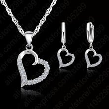 Classic Cubic Zircon Heart Pendant Jewelry Set 925 Sterling Silver  Necklace/Earring Women Wedding Sets 2024 - buy cheap