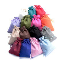 Bolsas de lino de colores mezclados, bolsa pequeña con cordón para regalo, dijes de boda, embalaje de joyería, 3 tamaños, 50 unids/lote 2024 - compra barato