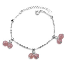 LUKENI Cute Strawberry Crystal Female Bracelets Women Jewelry Fashion 925 Sterling Silver Bracelets For Girl Lady Birthday Gift 2024 - buy cheap
