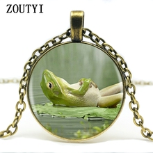 2018/Frog Glass Pendant Necklace Long Chian statement ladies necklace handmade fashion necklace. 2024 - buy cheap