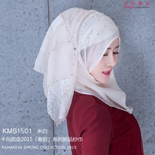Kms1501 lenço de cabeça para mulheres, lenço de cabeça de chiffon com contas, fácil de usar, de alta qualidade, cobertura total, hijab muçulmano, para meninas 2024 - compre barato