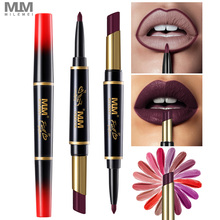 MILEMEI Double End Lipstick Duo Matte Lipstick Pen 2 in1 Lip Liner Plus Lipstick Moisturizer Lips Batom Lipstick Makeup 16 Color 2024 - buy cheap