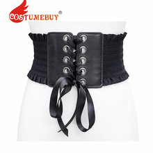 CostumeBuy-Cinturón de estilo Medieval para mujer, cinturón ancho de banda elástico con flecos, Punk Rocker, L920 2024 - compra barato