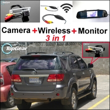 Vista traseira especial 3 em 1, câmera wi-fi + receptor sem fio + monitor de espelho, sistema de estacionamento fácil diy para toyota fortuner sw4 2024 - compre barato