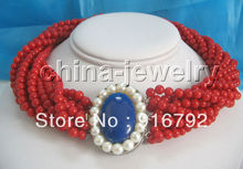 Бесплатная доставка >>>>> красивое ожерелье из красного коралла 17 дюймов круглой формы 10 рядов 5 мм 2024 - купить недорого