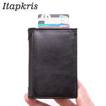 Itapkris  Fashion PU Leather Wallet Men Travel Aluminum Case Lady High Quality Protect Money RFID Wallet Business Card Holder 2024 - buy cheap