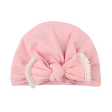 2018 Brand New Lovely Baby Kids Unisex Lacework Style Bowknot Hat Turban Cotton Beanie Hat Winter Warm Cap Solid Kids Caps 2024 - buy cheap
