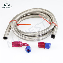 SILVER AN10 10-AN STAINLESS STEEL BRAIDED OIL/FUEL LINE HOSE+RED & BLUE STRAIGHT+90 Degree SWIVEL FITTING 2024 - buy cheap