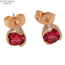 Trendy Rose Crystal Zircon stud earrings for women Roby  gold tone fashion jewelry JE829 Hotselling online 2024 - buy cheap