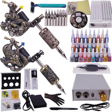 Professional Complete Tattoo Kit Machine Power Supply 2 guns 28 Color Inks Disposable Needles Tips Set for Beginner 2024 - buy cheap