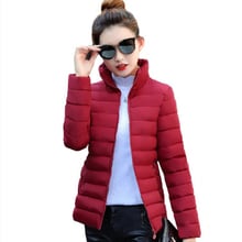 Chaqueta básica con cuello levantado para mujer, chaqueta de invierno ajustada de color liso para otoño 2020, Chaqueta corta de invierno para mujer, chaqueta femenina Inverno 2024 - compra barato