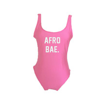 Sexy One Piece Swimsuit AFRO BAE Letter Print 2018 Swimwear Women Summer Beachwear Bodysuit Bathing Suit Monokini 2024 - buy cheap