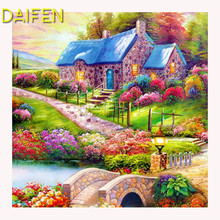 DIY 3D Diamond mosaic Full Round Diamond painting Cross stitch Full Square Diamond embroidery river bridge flowers house garden 2024 - buy cheap