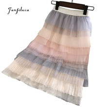 Fanfiluca Skirt Girl 4t 2018 New Rainbow Baby Pettiskirt For Girls Elastic Waist Pleated Skirts School Kids Clothes Dance 2024 - buy cheap