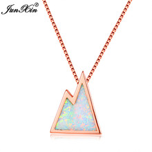 Cute Female Mountain Pendants Necklaces Fashion Rose Gold Wedding Jewelry White Blue Fire Opal Necklaces For Women 2024 - buy cheap