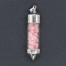 Trendy-beads Silver Plated Wish Bottle with Small Natural Rose Pink Quartz Pendant For Mother Day Gift 2024 - buy cheap