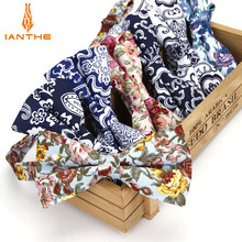 Ianthe-pajarita Vintage de algodón con flores para hombre, traje de boda, pajarita, corbata de mariposa a la moda 2024 - compra barato