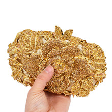 Gold Flower Rhinestone Crystal Evening Bag Women Party Purse floral Wedding Pouch Female pochette Ladies Clutch Bags SC645 2024 - buy cheap