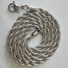 in bulk 5pcs Lot Long 30'' (76cm) 4mm wide   stainless steel Singapore twisted chain Necklace rope Chain for Mens Jewelry 2024 - buy cheap