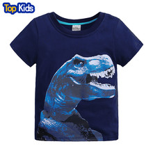 Розничная продажа, брендовая новинка, футболка для мальчиков, детская одежда, хлопковая детская одежда, Летняя короткая футболка с рисунком динозавра детской модели MBT088 2024 - купить недорого