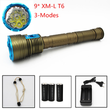 New Diving LED Flashlights 3 Mode (high - low - SOS) 9000 Lumens 9 *  T6 100M Underwater Waterproof Tactical Torch 2024 - buy cheap