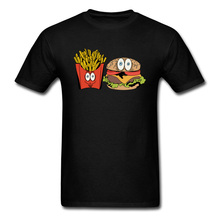 Burger French Fries Tshirts Street T-Shirt Men Funny T Shirt Black Summer Top Quality Tees Cotton Fabric Clothes Cartoon Print 2024 - buy cheap