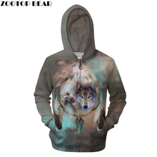 Feather Wolf Men Zip Hoodies Print Sweatshirts Zipper Hoody 3D Tracksuit Harajuku Coat Hooded Pullover 2018 Drop Ship ZOOTOPBEAR 2024 - buy cheap