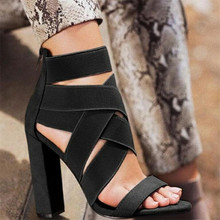 2019 Gladiator Sandals Fashion Women Sandals High Heels Open toe Ankle Strap Elastic band Shoes Size 35-40 Pumps black 2024 - buy cheap
