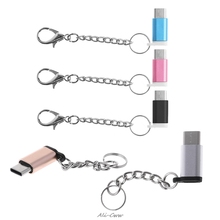 Adaptador convertidor USB 3,1 tipo C macho a Micro USB hembra con cadena de llave perdida para teléfono Android PC LG G6/Oneplus 3 T/S, USB-C 2024 - compra barato