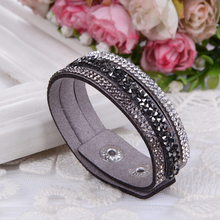 Модный Многослойный кожаный браслет стразы новейшие Кристальные браслеты и браслеты для женщин корзина для ювелирных изделий 2024 - купить недорого