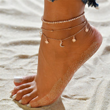 Modyle Bohemian Crystal Beads Anklet For Women Moon Pendant Anklet Bracelet on the Leg Strap Girls Summer Foot Jewelry 2024 - buy cheap