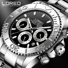 Reloj deportivo automático de acero inoxidable, pulsera mecánica luminosa, resistente al agua, 200m, marca de lujo, zafiro, LOREO, nuevo 2024 - compra barato