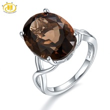 Hutang anel de noivado com pedra preciosa 9.45ct, sólido 925, anéis de prata esterlina, quartzo esfumaçado natural, joias elegantes para mulheres, presente 2024 - compre barato