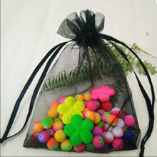 100 pcs/Lot Black Organza Jewelry Gift Bags 7x9 9x12 10x15 17x23 20x30 cm Wedding Christmas Package Bags Drawstrings Yarn Pouch 2024 - buy cheap