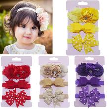 Yundfly 3pcs/lot Kids Elastic Floral Headband Girls Baby Bowknot Hairband Set Child Hair Accessories Photo Shoot Cute Gifts 2024 - buy cheap
