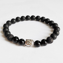 10PCS Fashion Men Jewelry Matte Stone Beads Strand Bracelet Black Lava Stone Beads Buddha Yoga Bracelet 2024 - buy cheap