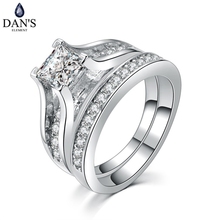 DAN'S ELEMENT Silver Color 0.5ct Cubic Zirconia Studded Rings Fashion Wedding & Engagement Ring Set For Women DER570 2024 - buy cheap