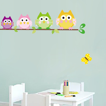 Бесплатная доставка, наклейки на стену в виде милой совы для детской комнаты, Съемный Настенный постер 2024 - купить недорого