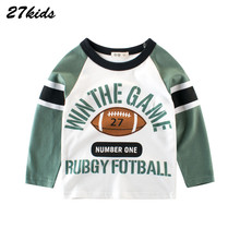 27kids 2-9Year Boys Cotton T Shirts Children rugby football T Shirts Long Sleeve Clothing Boys Printed T Shirts Baby Boy Tops 2024 - buy cheap