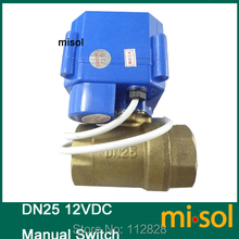 motorized ball valve 12V, DN25 (BSP 1" reduce port), with manual switch, 2 way,electrical valve, brass 2024 - buy cheap