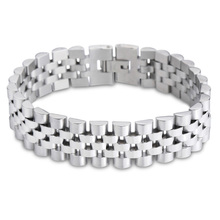 Pulseira de metal com 17mm, bracelete de aço inoxidável com fecho de metal, pulseira de luxo masculina, pulseira em prata colorida, joias masculinas 2024 - compre barato