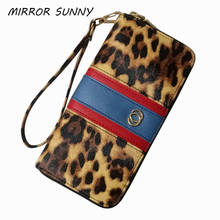 Fashion Patch Wristband Women Long Clutch Wallet Leopard PU Leather Handy Zipper Purse Female Phone Pocket Card Holder Carteira 2024 - buy cheap