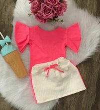 kids baby girl clothing Girl Outfits Clothes Fly Sleeve T-shirt Tops+Tutu Skirt Toddler Baby clothes Set 2pcs 1-6T 2024 - купить недорого