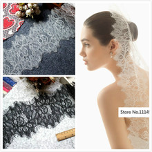 High Quality Eyelash Wedding Dress Lace Voile Fabric DIY Handmade Material Evening Dress Fabric Width 13cm 9M/3Piece 2024 - buy cheap